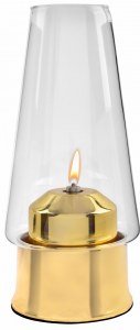 Picture of Metal Base Shul Lamp Tall Glass Gold 9"